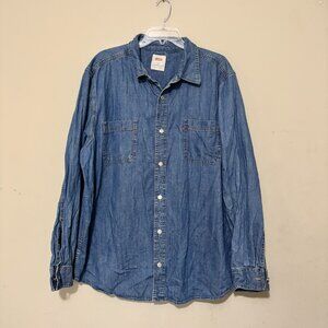 VTG Levi’s Classic Denim Button-Up Shirt – Long Sleeve Chambray Top Size XL